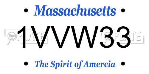 1VVW33 Massachusetts License Plate