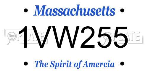 1VW255 Massachusetts License Plate