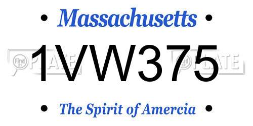 1VW375 Massachusetts License Plate