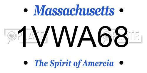 1VWA68 Massachusetts License Plate