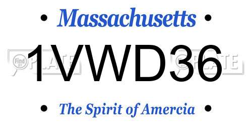 1VWD36 Massachusetts License Plate