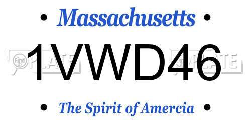 1VWD46 Massachusetts License Plate