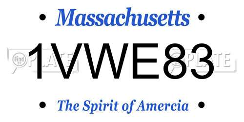 1VWE83 Massachusetts License Plate