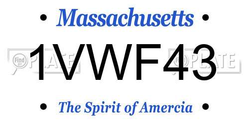 1VWF43 Massachusetts License Plate