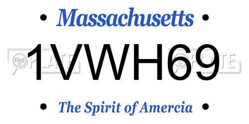 1VWH69 Massachusetts License Plate