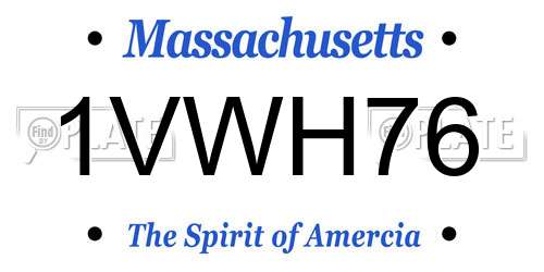 1VWH76 Massachusetts License Plate