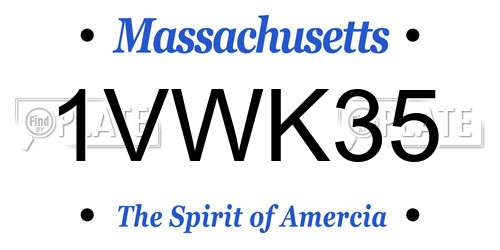 1VWK35 Massachusetts License Plate
