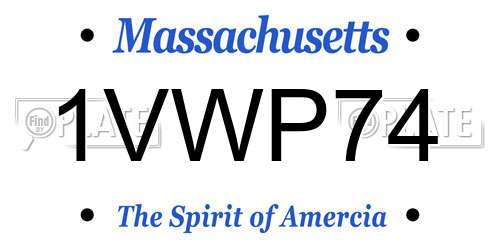 1VWP74 Massachusetts License Plate