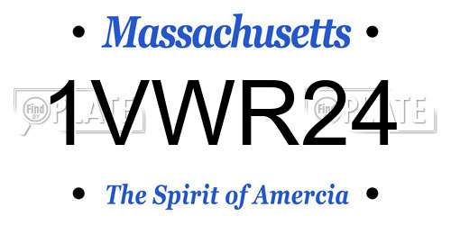 1VWR24 Massachusetts License Plate