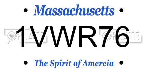 1VWR76 Massachusetts License Plate