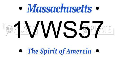 1VWS57 Massachusetts License Plate
