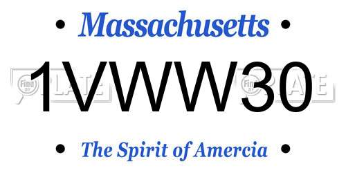 1VWW30 Massachusetts License Plate