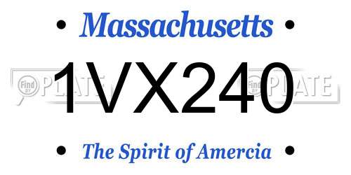1VX240 Massachusetts License Plate