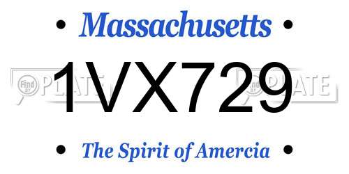 1VX729 Massachusetts License Plate