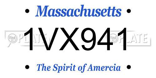 1VX941 Massachusetts License Plate
