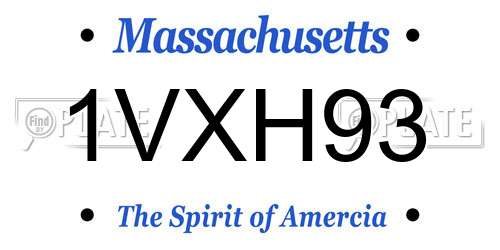 1VXH93 Massachusetts License Plate