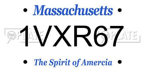 1VXR67 Massachusetts License Plate
