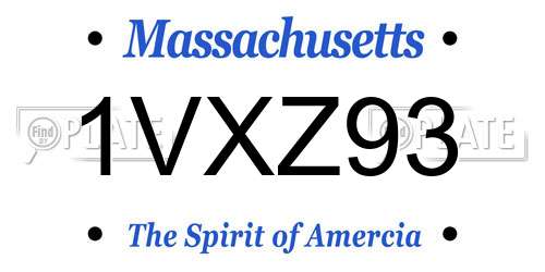 1VXZ93 Massachusetts License Plate