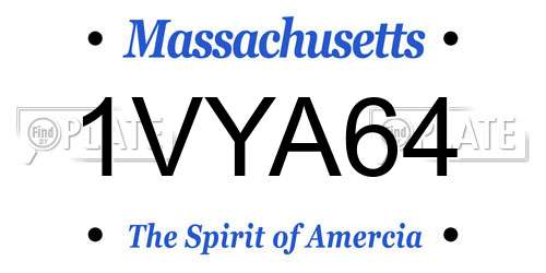 1VYA64 Massachusetts License Plate
