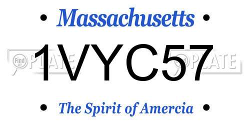 1VYC57 Massachusetts License Plate