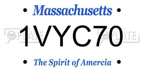 1VYC70 Massachusetts License Plate
