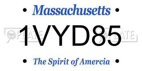1VYD85 Massachusetts License Plate