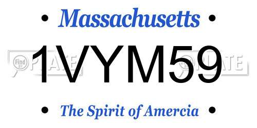 1VYM59 Massachusetts License Plate