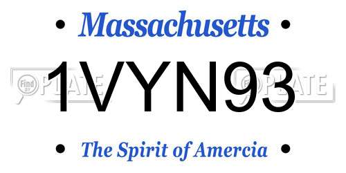 1VYN93 Massachusetts License Plate