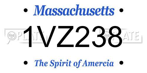 1VZ238 Massachusetts License Plate