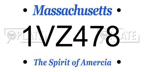 1VZ478 Massachusetts License Plate