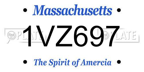 1VZ697 Massachusetts License Plate