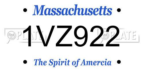 1VZ922 Massachusetts License Plate