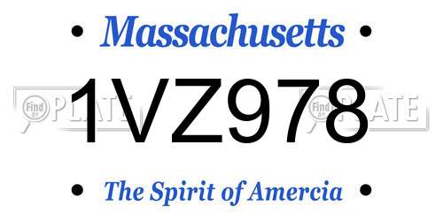 1VZ978 Massachusetts License Plate