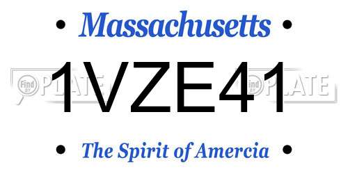 1VZE41 Massachusetts License Plate