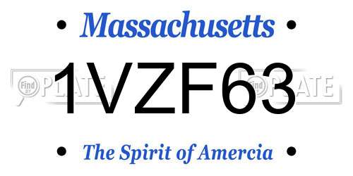 1VZF63 Massachusetts License Plate