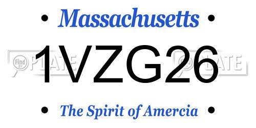 1VZG26 Massachusetts License Plate
