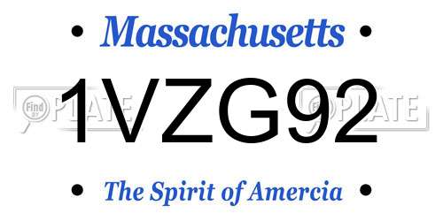 1VZG92 Massachusetts License Plate