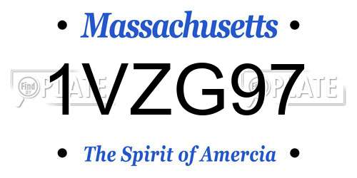 1VZG97 Massachusetts License Plate
