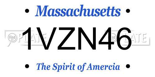 1VZN46 Massachusetts License Plate