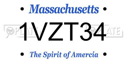 1VZT34 Massachusetts License Plate