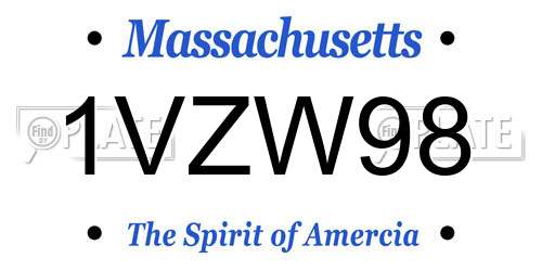 1VZW98 Massachusetts License Plate