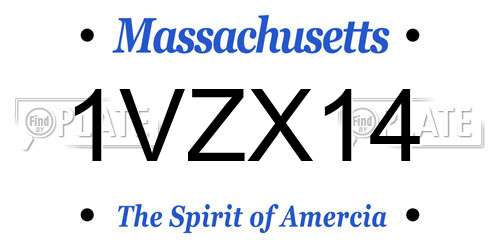 1VZX14 Massachusetts License Plate