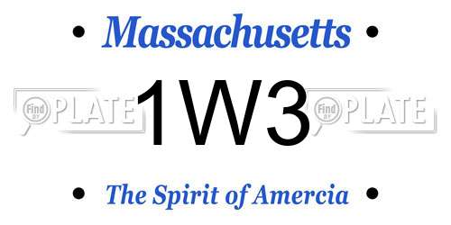 1W3 Massachusetts License Plate