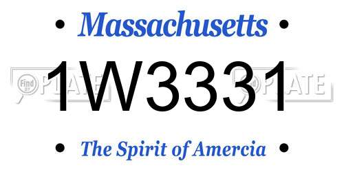 1W3331 Massachusetts License Plate