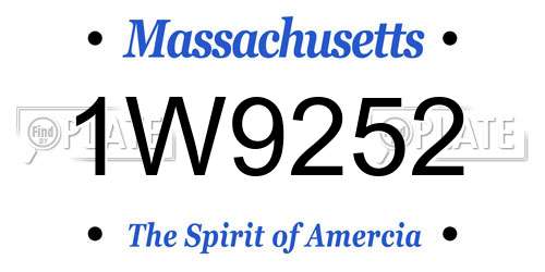 1W9252 Massachusetts License Plate