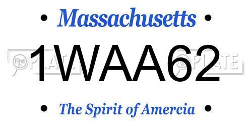 1WAA62 Massachusetts License Plate