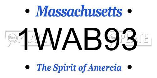 1WAB93 Massachusetts License Plate