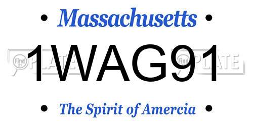 1WAG91 Massachusetts License Plate