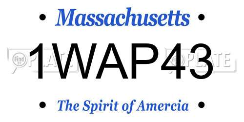 1WAP43 Massachusetts License Plate