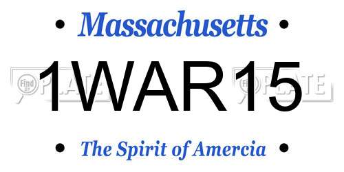 1WAR15 Massachusetts License Plate